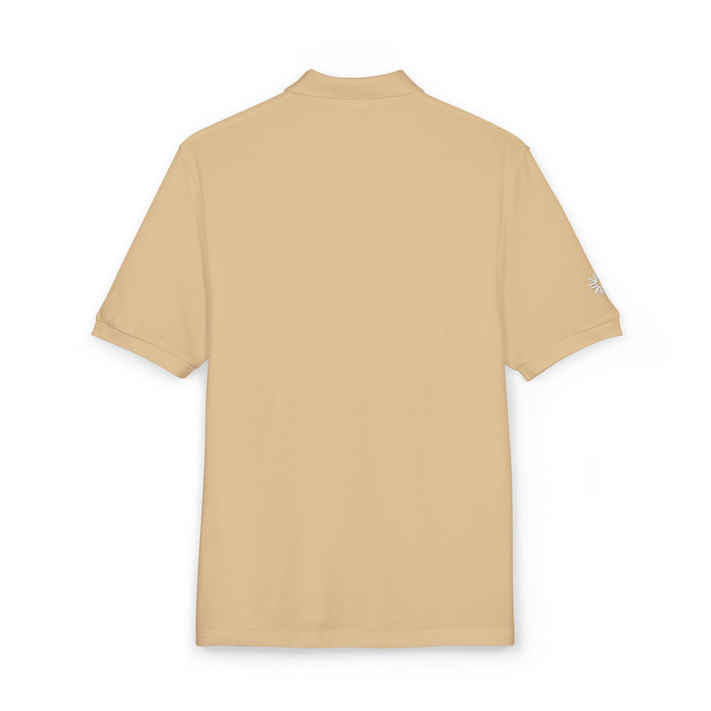 Embroidered Polo Shirt — Minimal "Point & Gaze Away" Chest Text