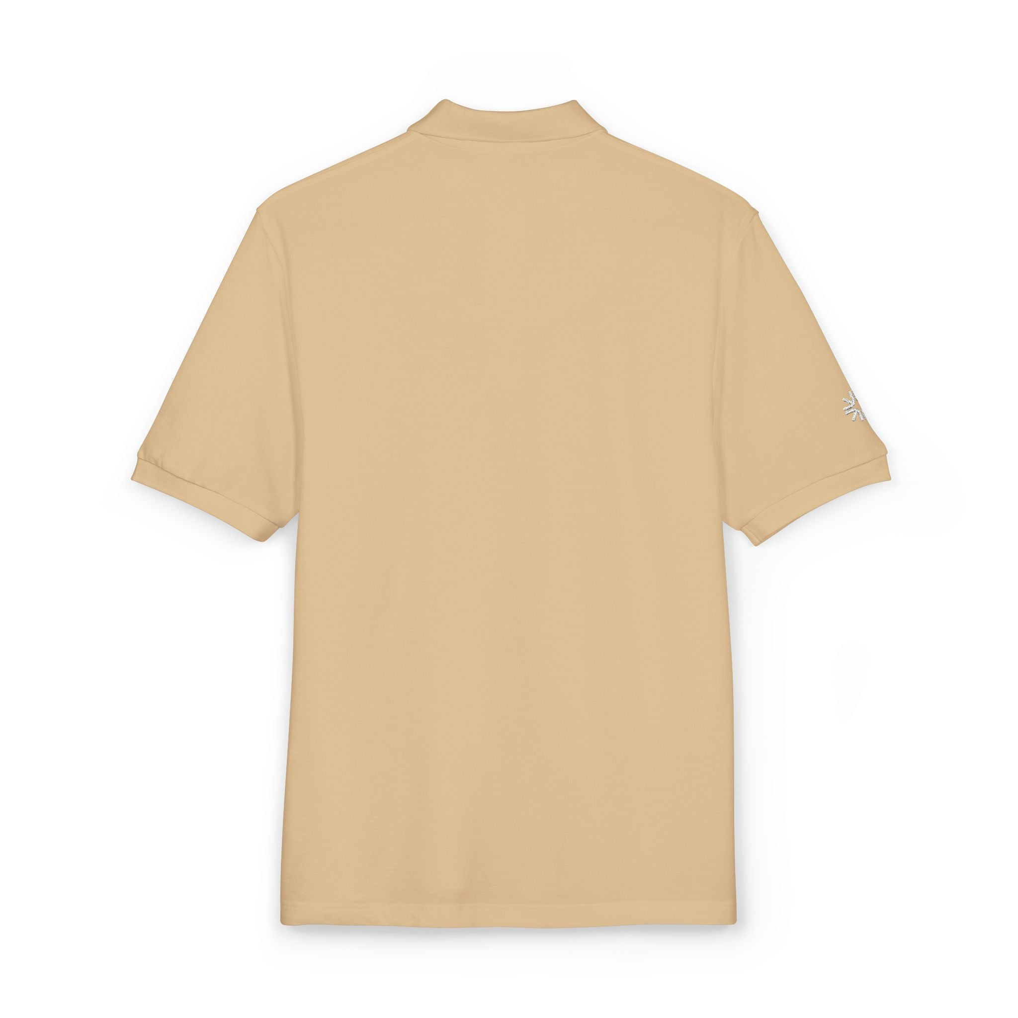 Embroidered Polo Shirt — Minimal "Point & Gaze Away" Chest Text