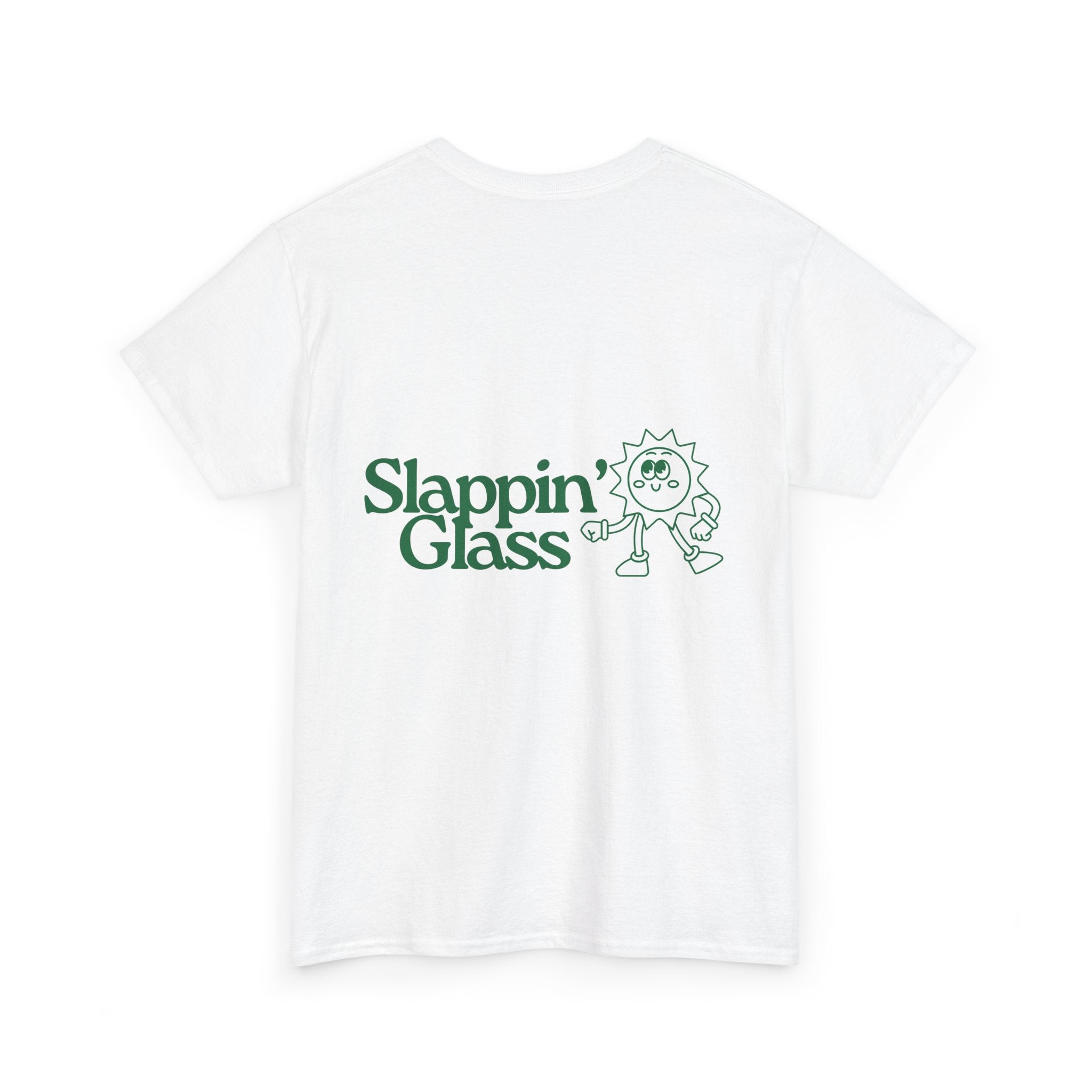 Slappin' Glass Logo Tee — Retro Sun Character Graphic T-Shirt