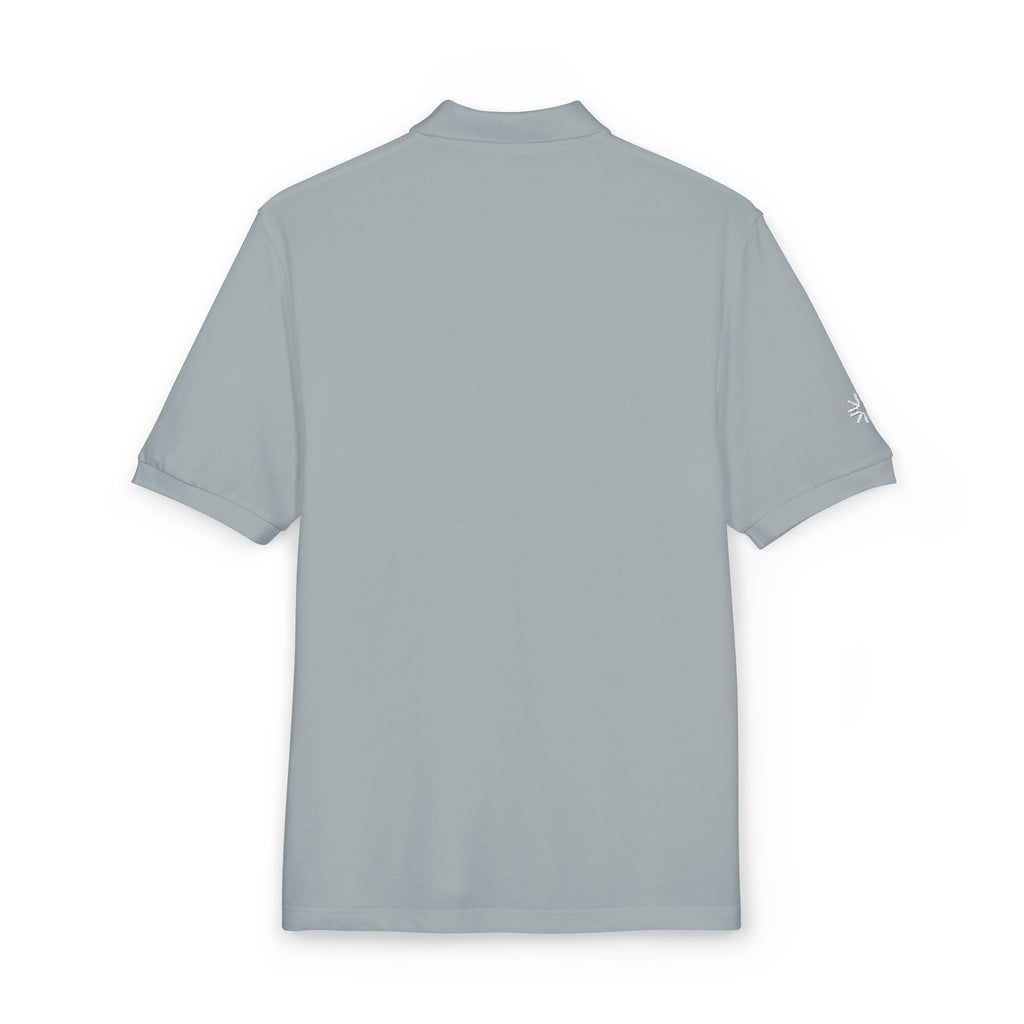 Embroidered Polo Shirt — Minimal "Point & Gaze Away" Chest Text