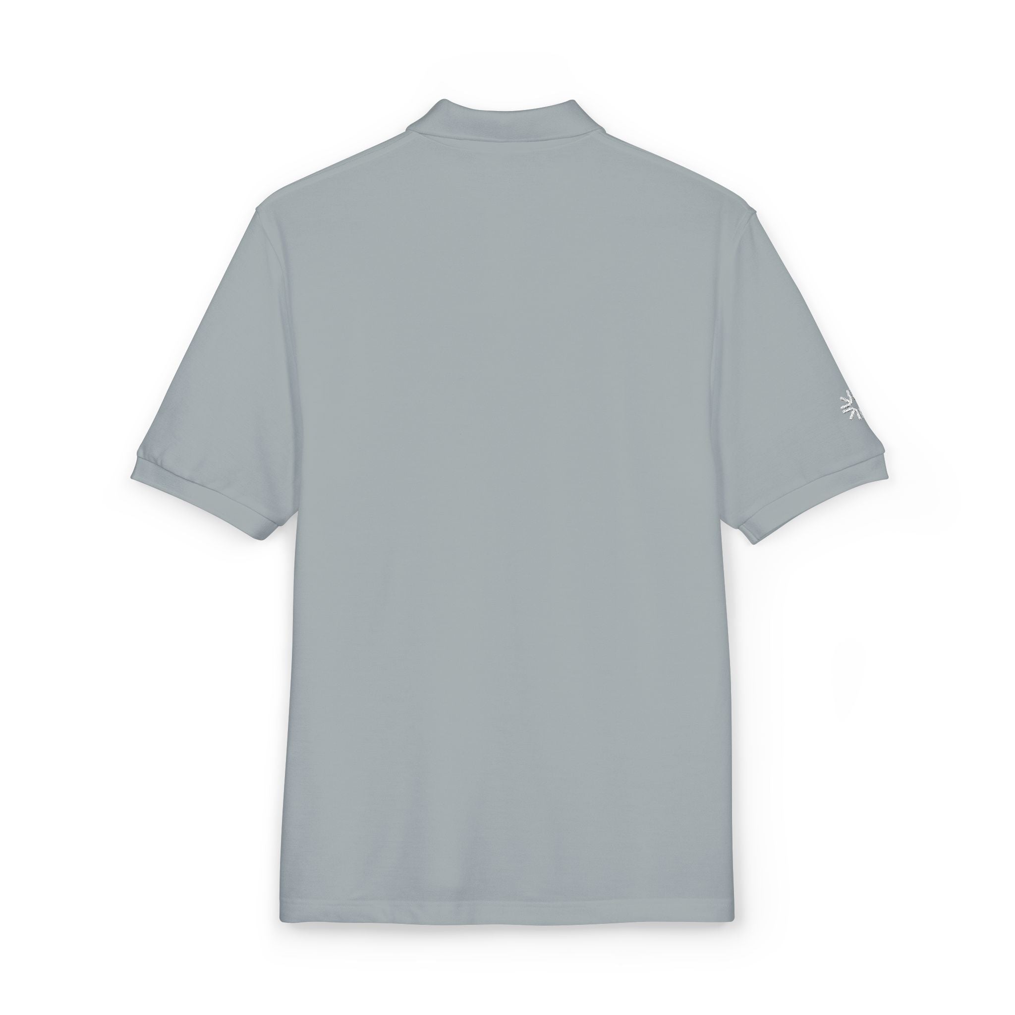 Embroidered Polo Shirt — Minimal "Point & Gaze Away" Chest Text