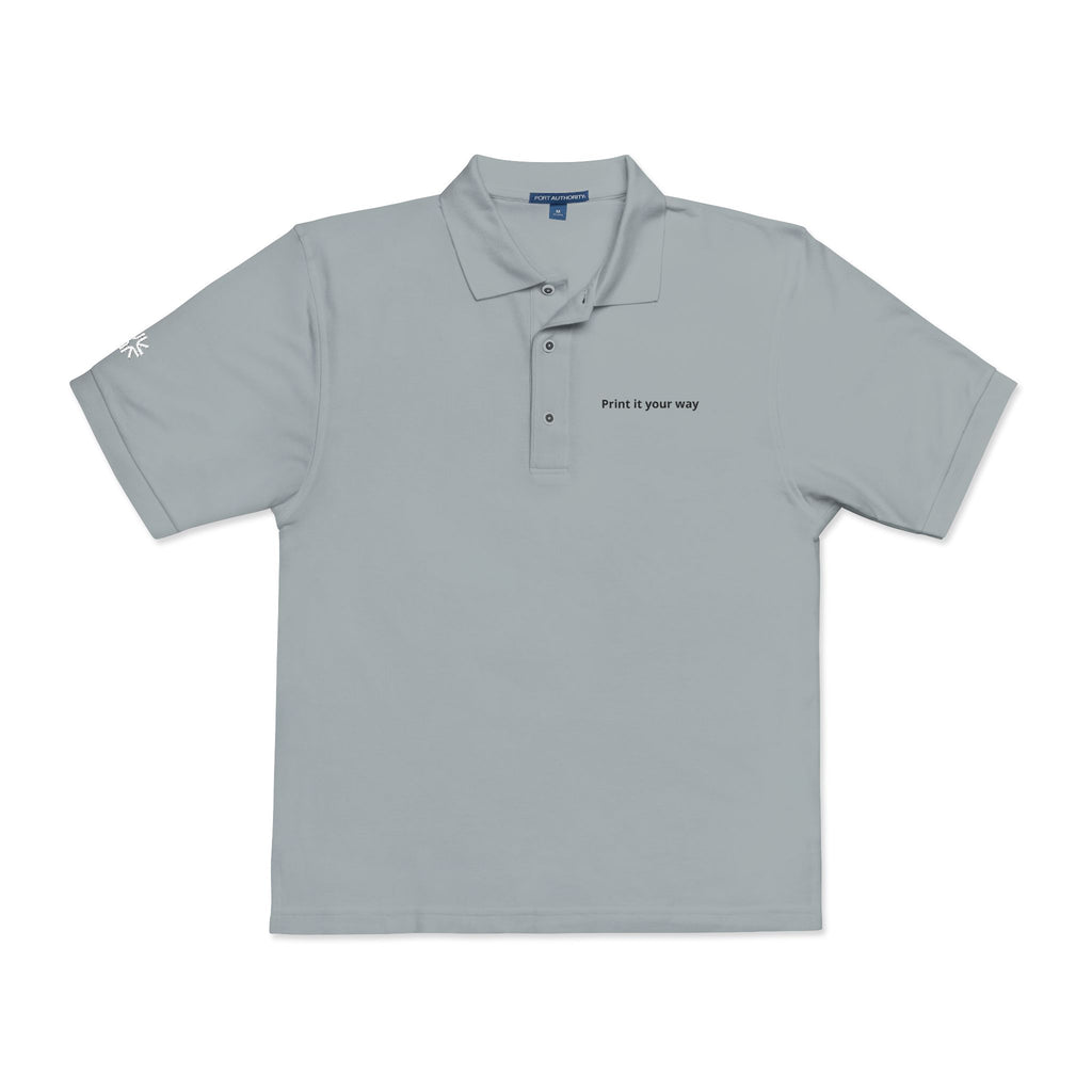Embroidered Polo Shirt — Minimal "Point & Gaze Away" Chest Text