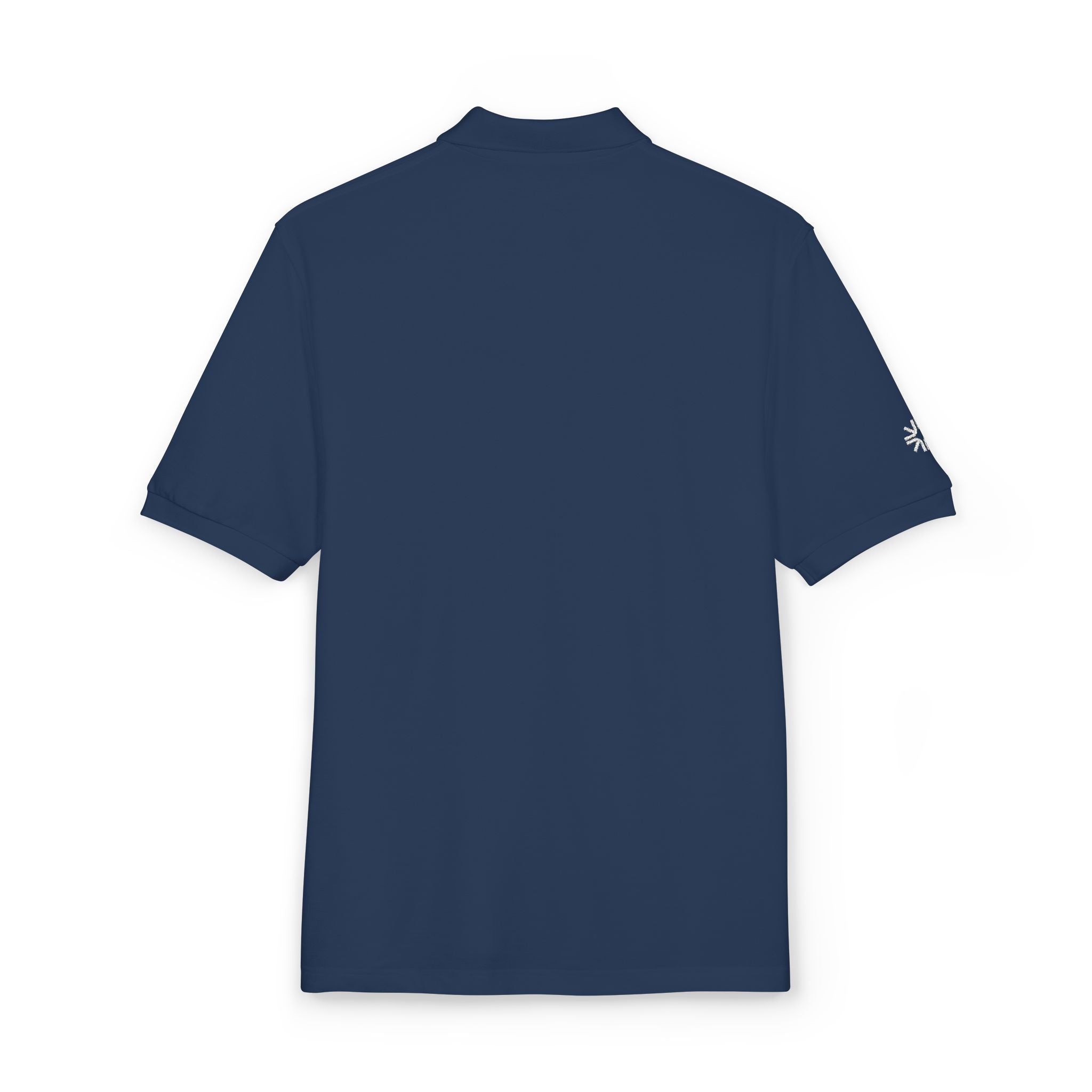 Embroidered Polo Shirt — Minimal "Point & Gaze Away" Chest Text