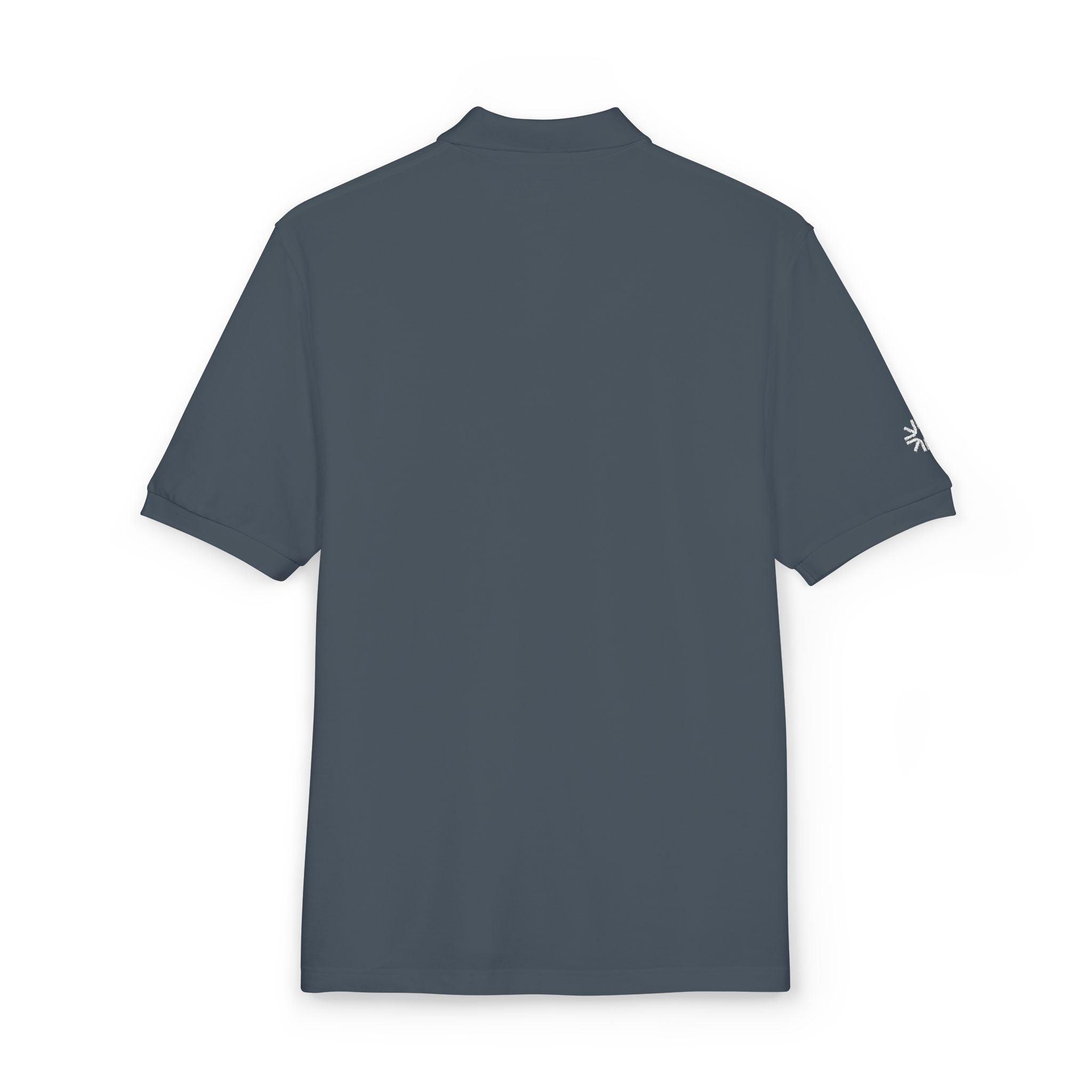 Embroidered Polo Shirt — Minimal "Point & Gaze Away" Chest Text