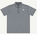 Men's Black Polo with Colorful Pixel Flower Chest Artwork