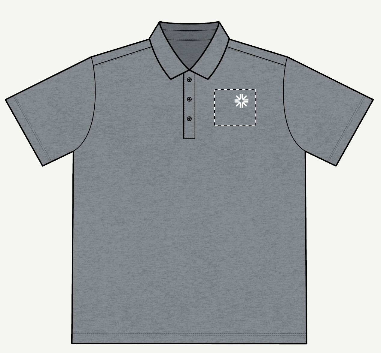 Men's Black Polo with Colorful Pixel Flower Chest Artwork