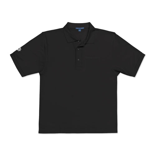Embroidered Polo Shirt — Minimal "Point & Gaze Away" Chest Text