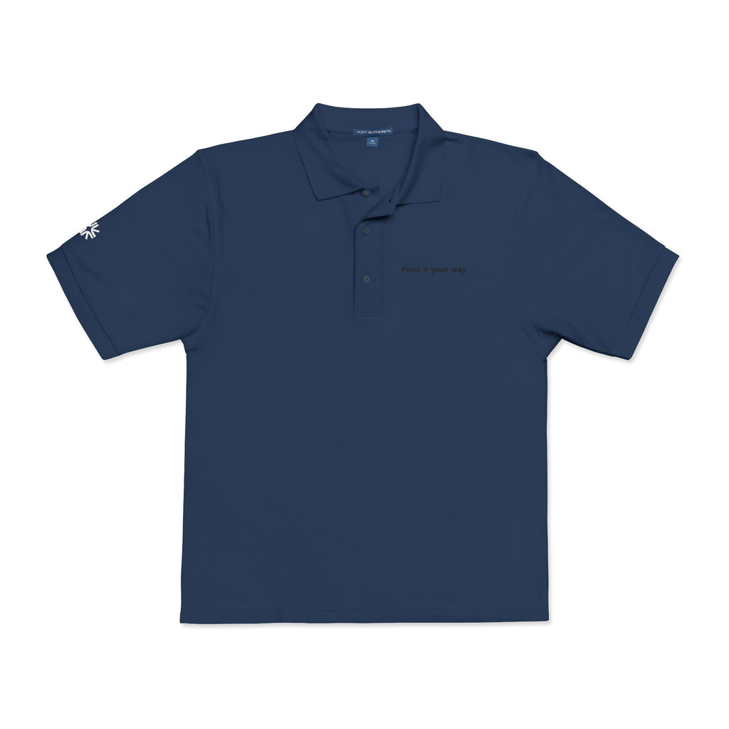 Embroidered Polo Shirt — Minimal "Point & Gaze Away" Chest Text