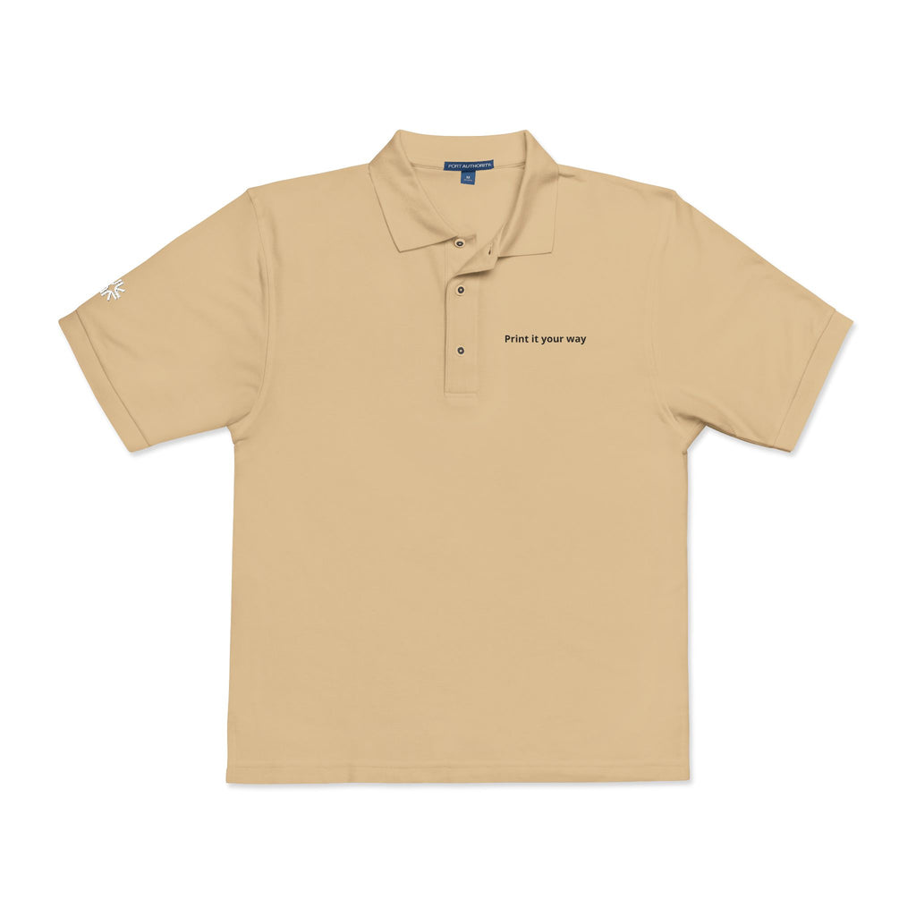 Embroidered Polo Shirt — Minimal "Point & Gaze Away" Chest Text